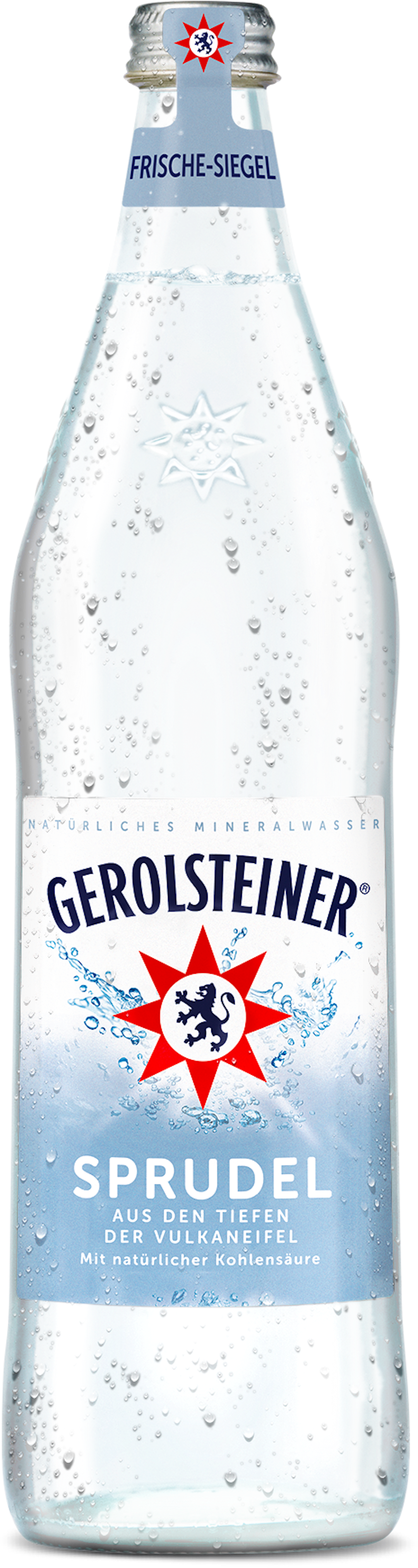 Gerolsteiner Sprudel 0,75 Liter Glasflasche Frontshot
