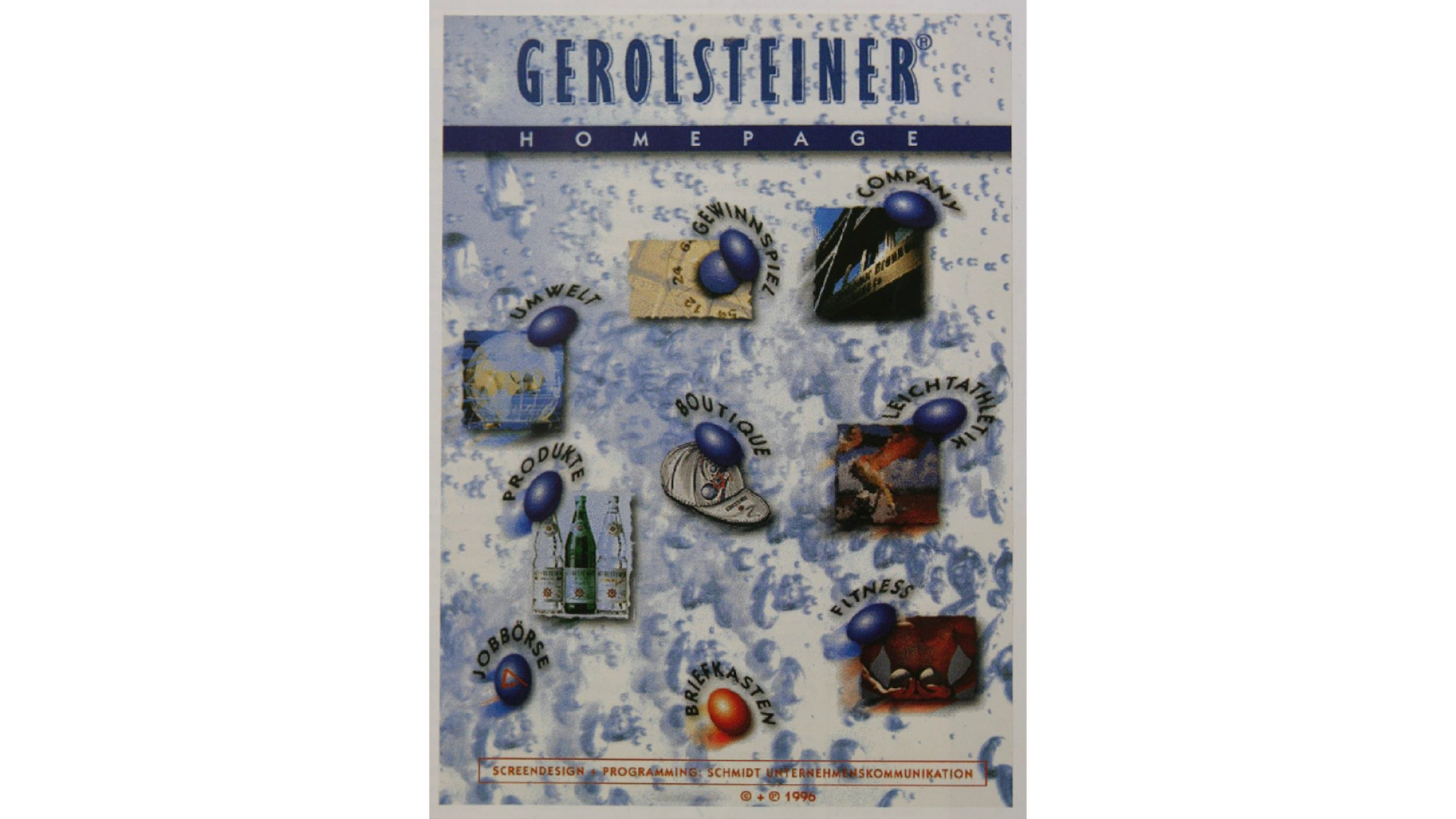 Die Startseite der Gerolsteiner Website 1996